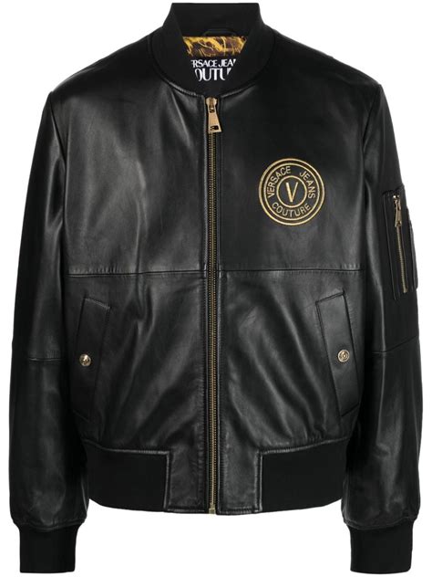 bomber versace collection uomo|Leather Bomber Jacket Black .